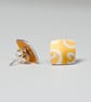 Orange, gold coloured, Batik inspired studs - Image 2