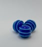 Handmade blue stripey lamp work glass beads - Image 2
