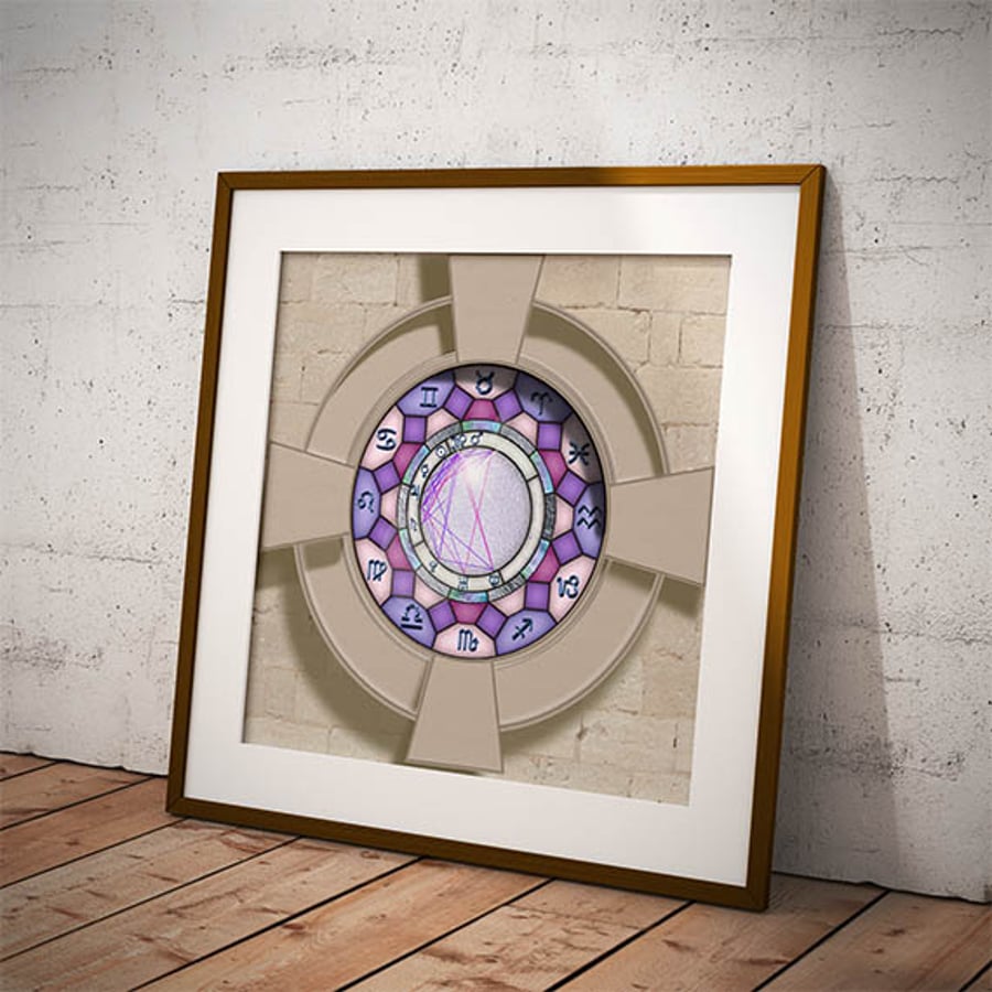 Personal Astrological Art - Deluxe Customisable Stained Glass Effect Chart  