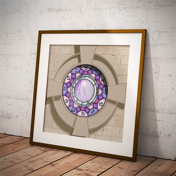 Personal Astrological Art - Deluxe Customisable Stained Glass Effect Chart  