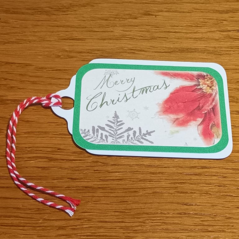 Merry Christmas Floral Gift Tag 