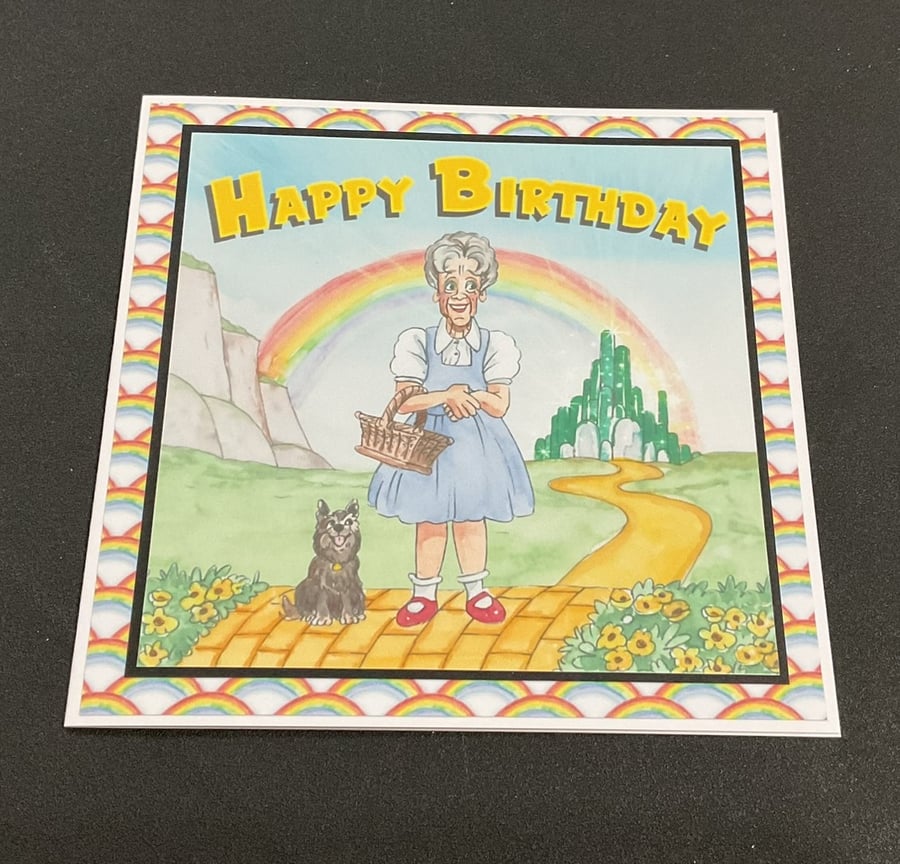 Handmade Funny Wrinklies at the Movies 6 x6 inch Birthday card - Wizard of Oz