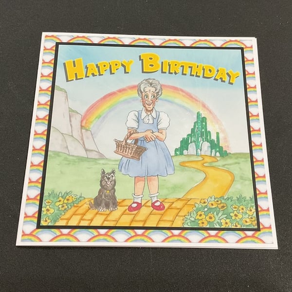 Handmade Funny Wrinklies at the Movies 6 x6 inch Birthday card - Wizard of Oz