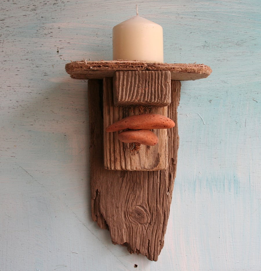 Driftwood Candle holder, Wall hanging, Drift Wood candle sconce. Cornwall UK (A)