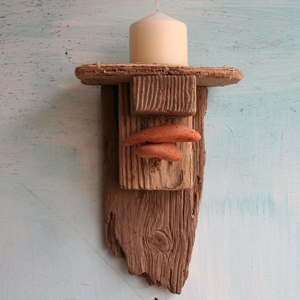 Driftwood Candle holder, Wall hanging, Drift Wood candle sconce. Cornwall UK (A)