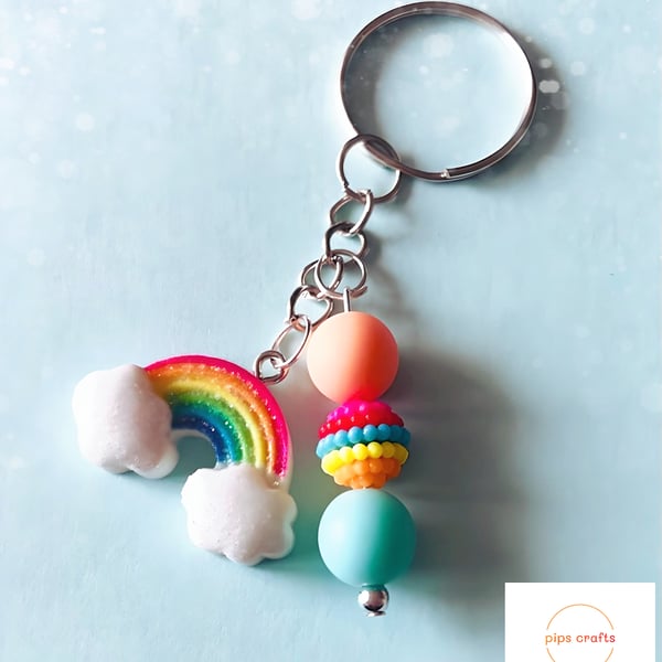 Fun Colourful Rainbow Bead Keyring - Keychain, Gift, Secret Santa