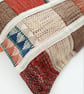 Red themed patchwork cushion cover,  envelope backed.   - Image 6
