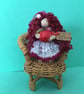 Tiny Wooden Pink Apple Fairy Doll Decoration, Autumn Decor