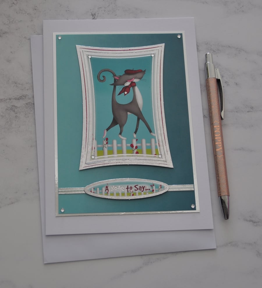 A Note To Say Card French Cat Birthday Any Occasion Card 3D Luxury Handmade