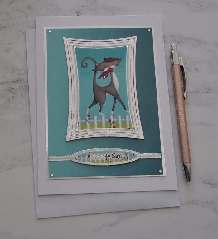 A Note To Say Card French Cat Birthday Any Occasion Card 3D Luxury Handmade