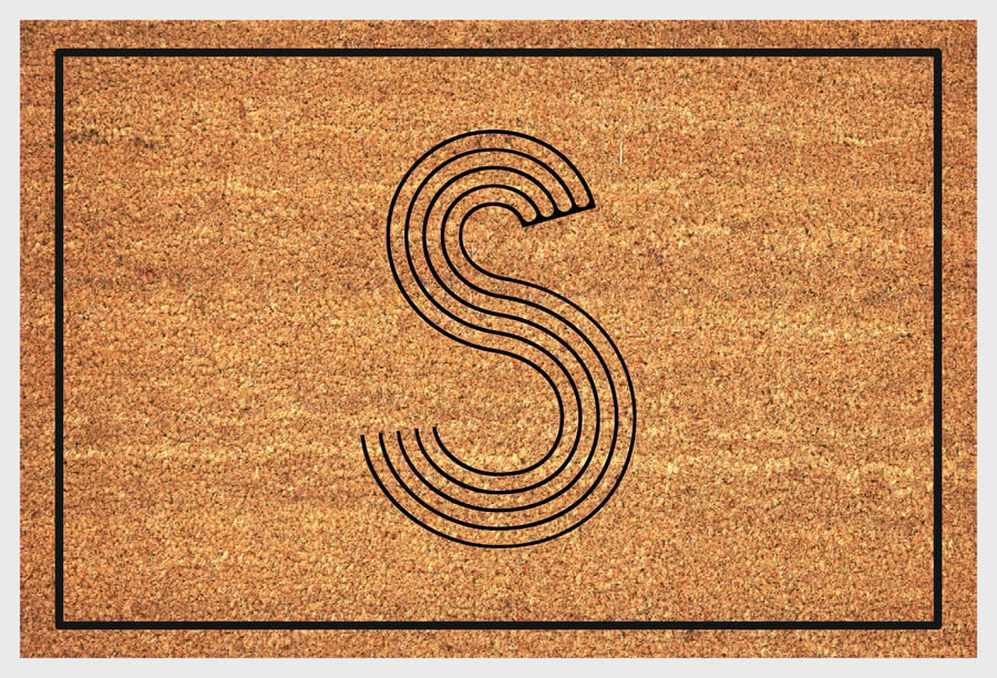 S Letter Door Mat - Monogram Letter S Welcome Mat - 3 Sizes