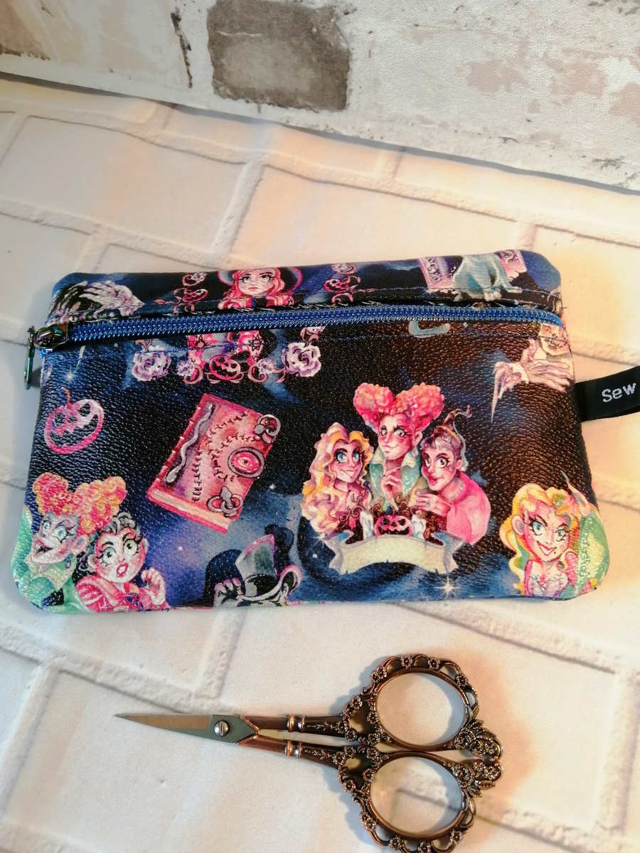 Hocus Pocus Themed Make up, Cosmetic bag in Faux Leather