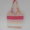 Tote bag in pink and cream stripes long handles