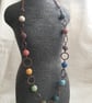 Rainbow lava bead necklace, Copper jewellery, Long multicoloured necklace - Image 7