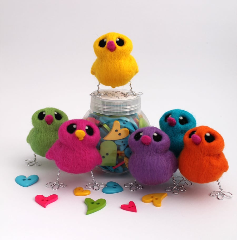 Needle Felted Easter Chick In Bright Colours