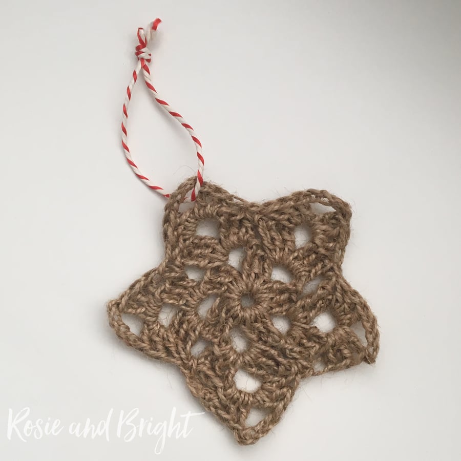 Rustic Crochet Star Hanging Decoration 