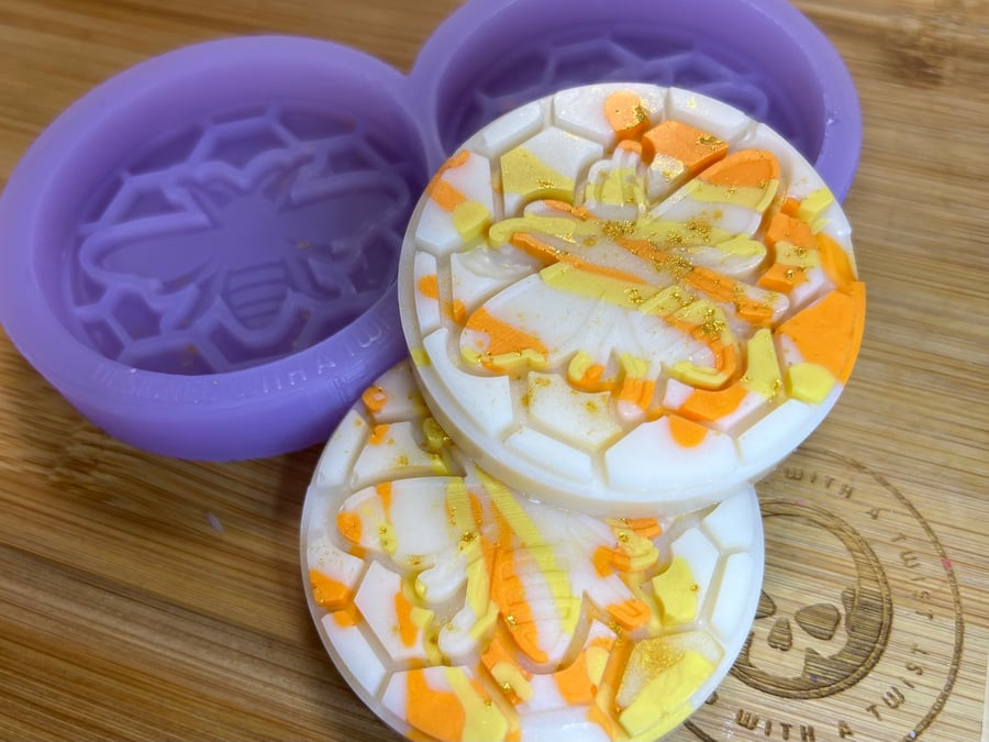 Honeycomb Bee Mini Snapbar Silicone Mold for Wax. Bee Wax Melt Silicone Mould.