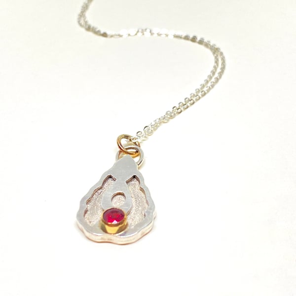 Natural Pink Tourmaline in Sterling Silver Art Nouveau Pendant