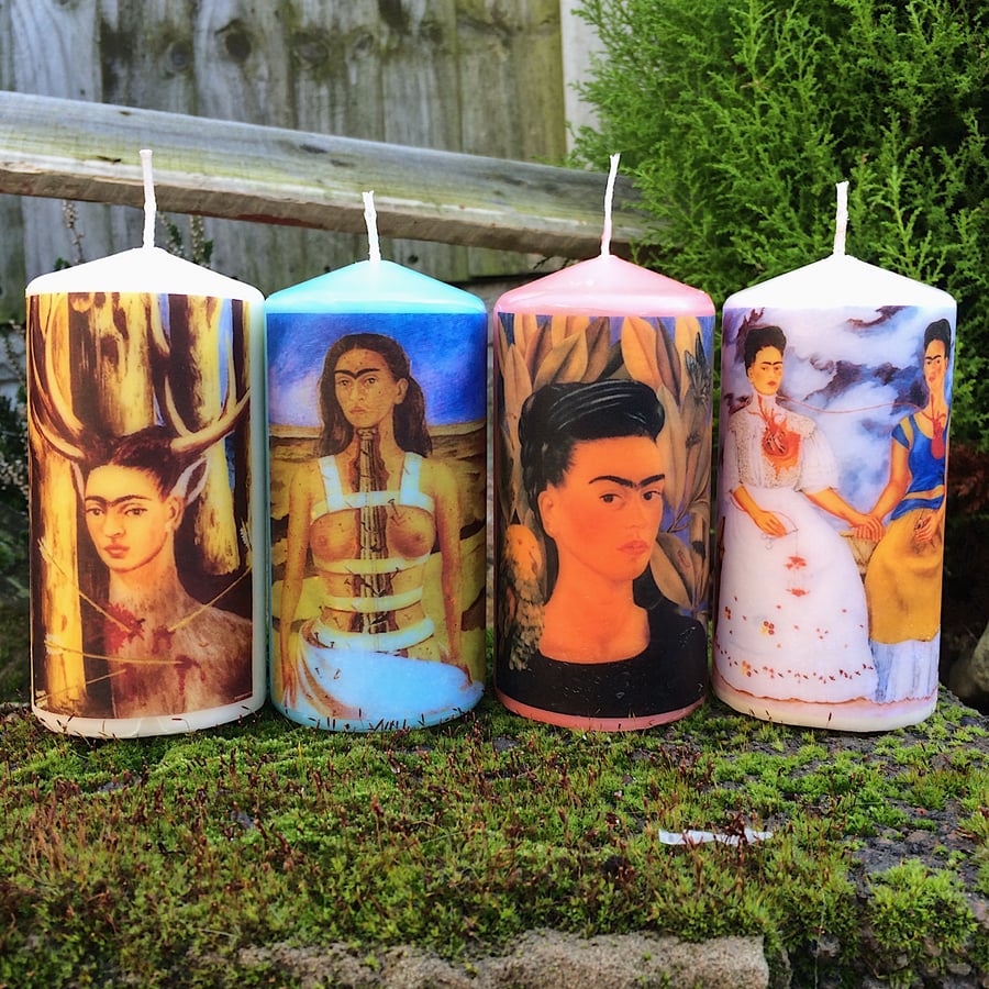 Four Kitsch Mexican Frida Kahlo Self Portraits Scented Candles