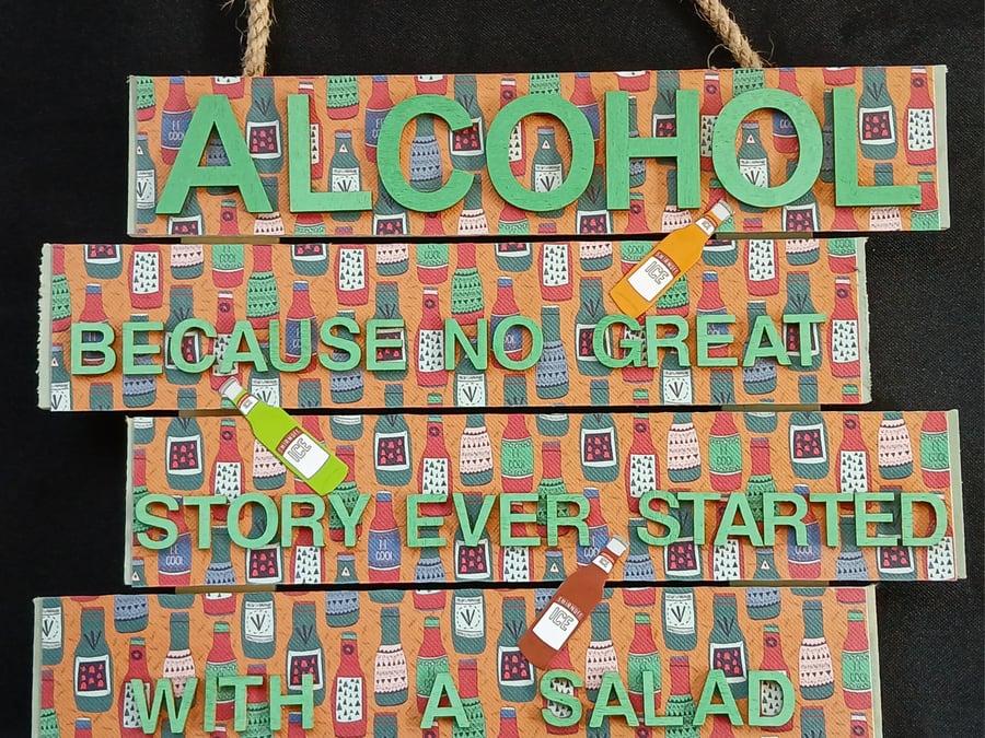 Hand decorated hanging wooden sign 