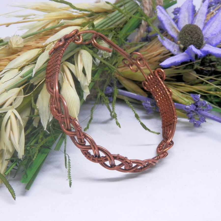 Celtic Style Wire Weave Copper Bracelet
