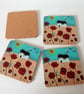 Poppy Coasters Cottage Countryside Painting Floral Art Print  - Image 6