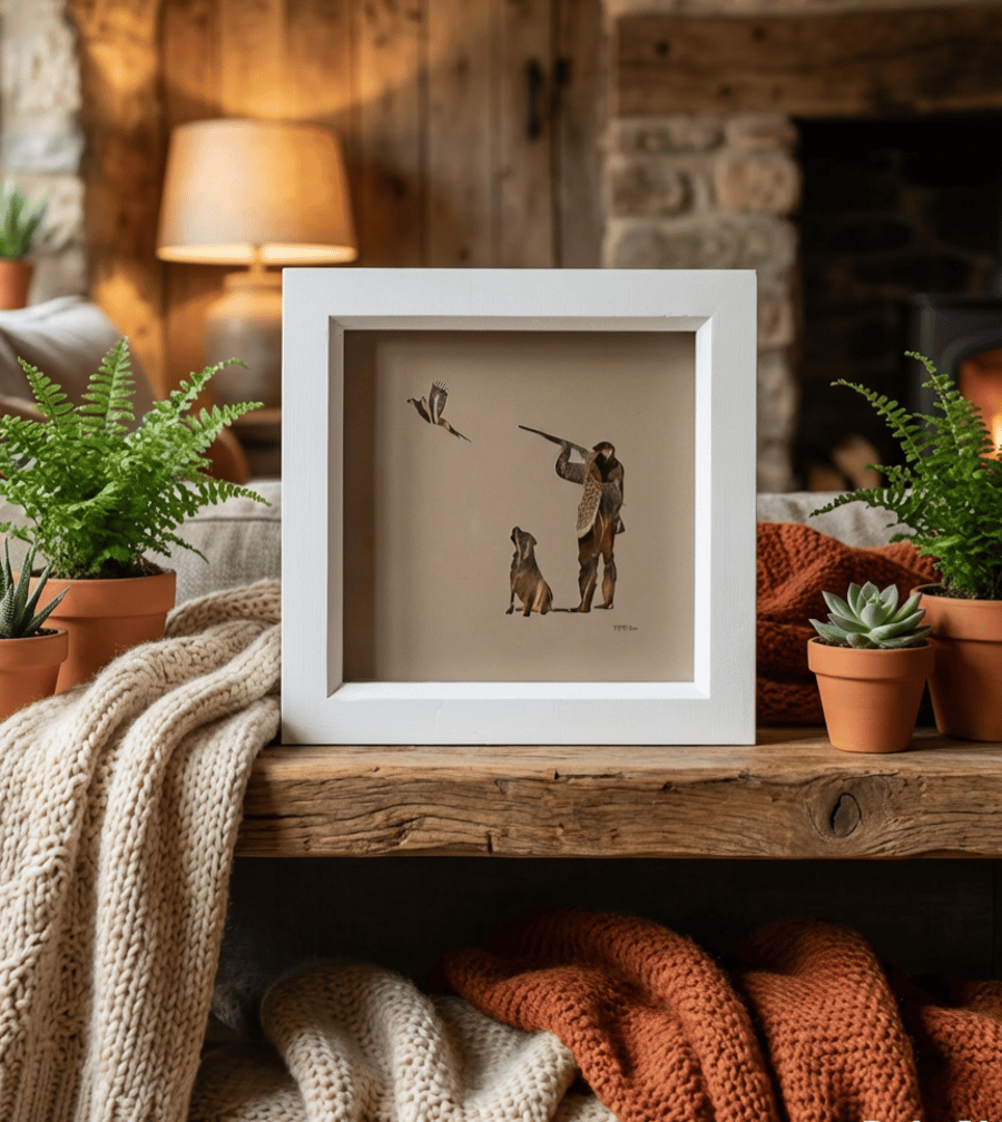 Pheasant feather frame shooting countryside gift 