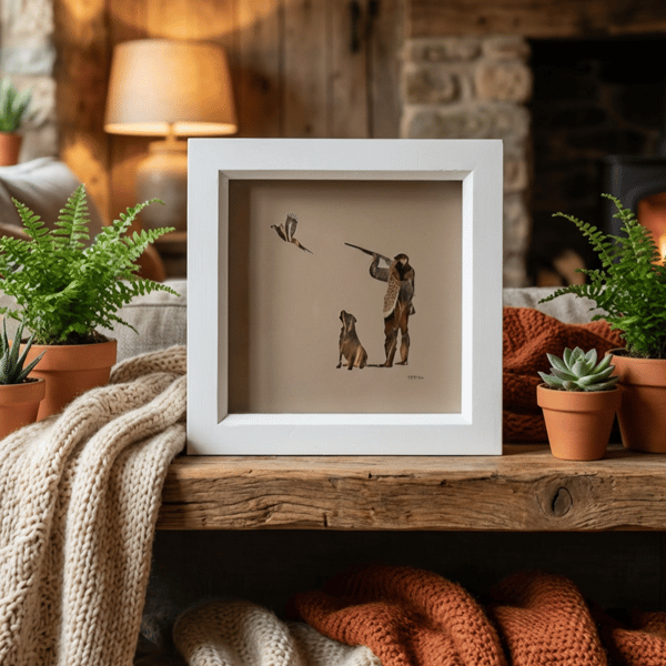 Pheasant feather frame shooting countryside gift 