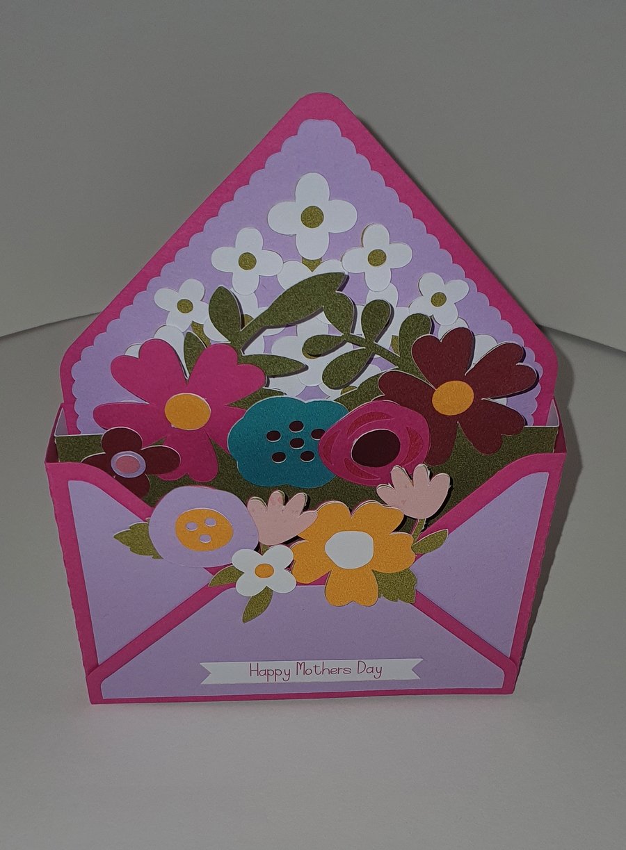 Pink Envelope style 3D card - can be personalised