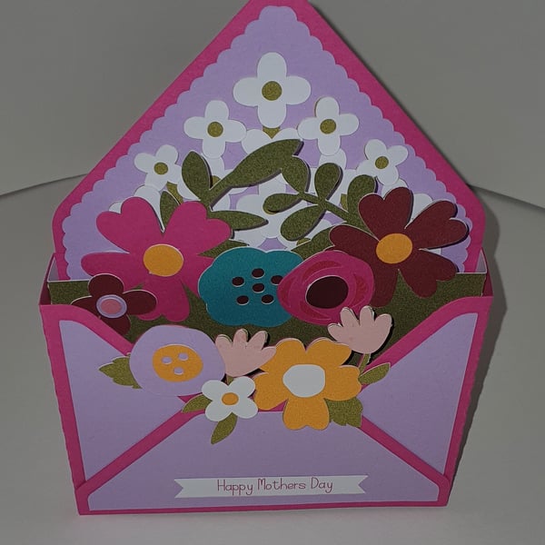 Pink Envelope style 3D card - can be personalised