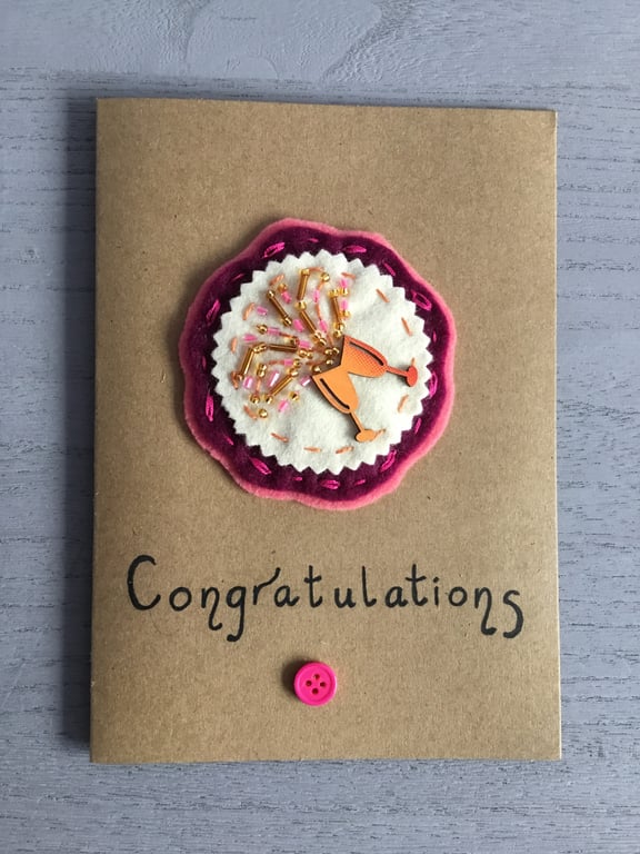 Hand Embroidered Congratulations Card