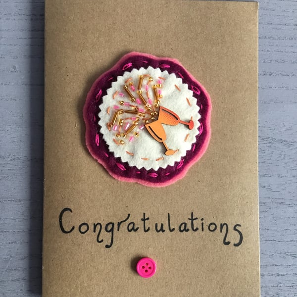 Hand Embroidered Congratulations Card