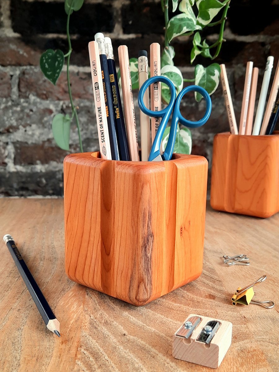 Pencil Brush Pot - English Yew - Contemporary Hygge Office Stationery