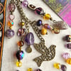 Amethyst bag charm, February birthstone, boho-glam handbag charm, purse charm