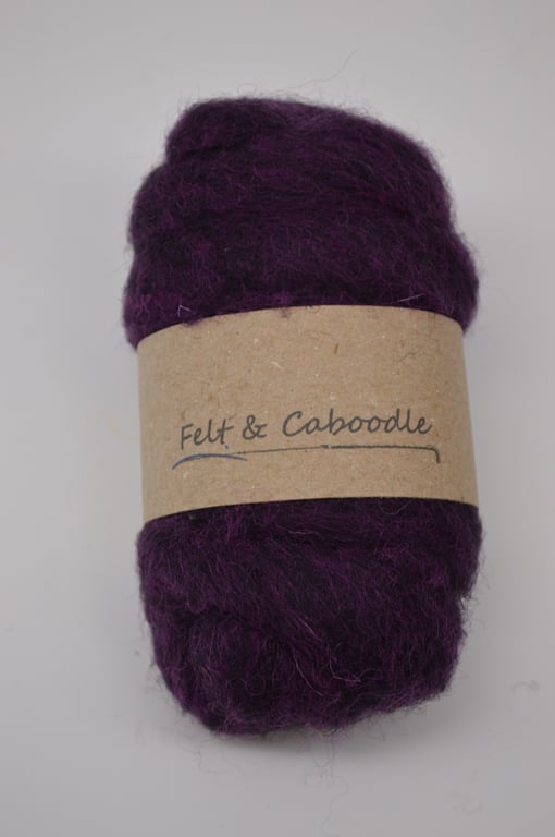 Carded Corriedale wool colour mix, purple