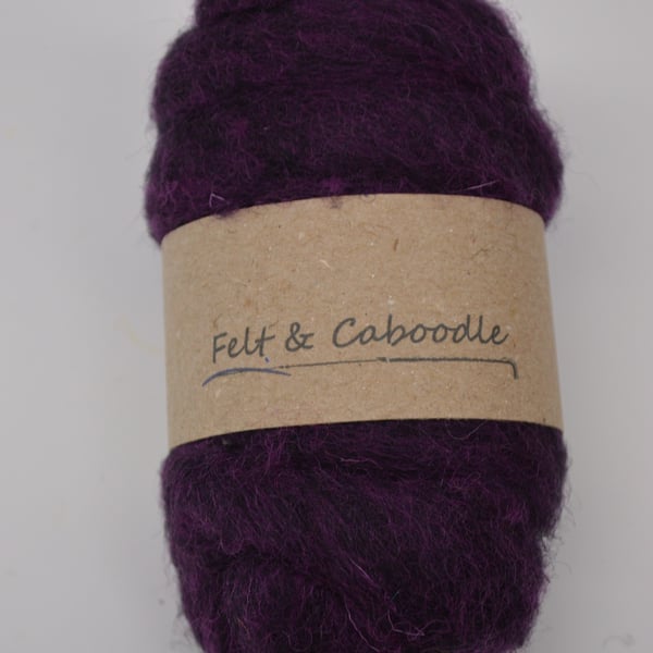 Carded Corriedale wool colour mix, purple