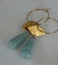 Amazonite Statement Earrings Long Drops Gold Detail on Gold Hoops Summer Dangles