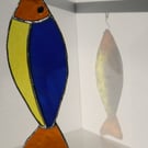 ‘Hooked’ stained glass fish on hook sun catcher
