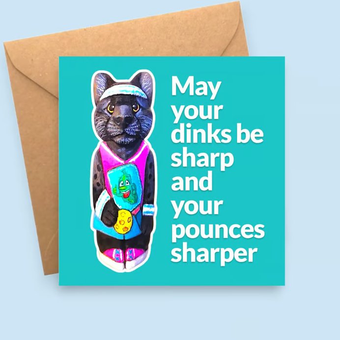 Pickleball Panther Encouragement Card - Thinking of You or Good Luck Card