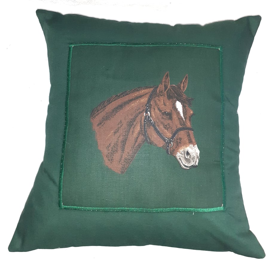 Chestnut horse portrait cushion