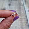 Small Red Garnet Gemstone and Sterling Silver Stud Earrings