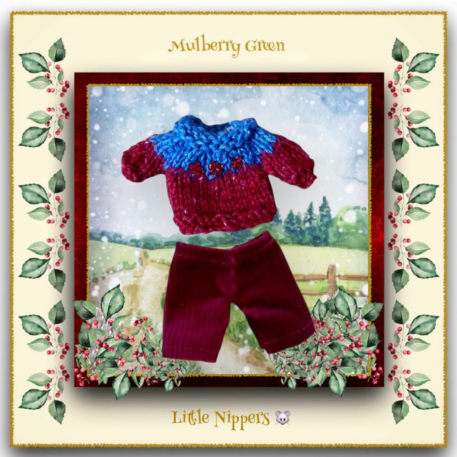 Little Nippers Burgundy Corduroy Trousers and Matching Jumper
