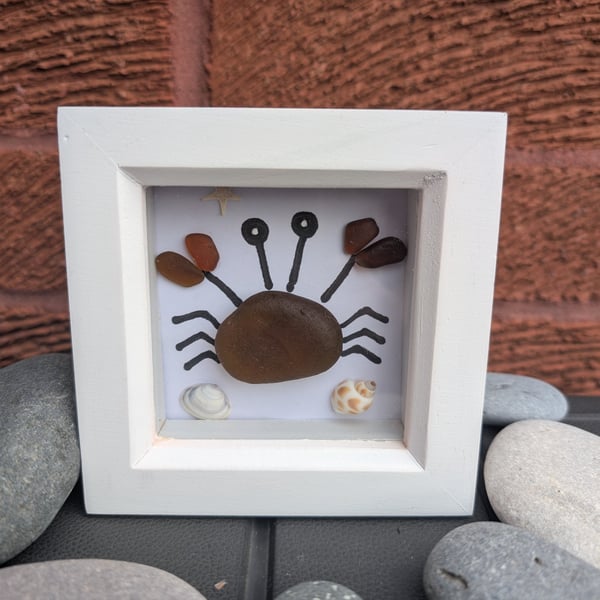 White seaglass crab box frame