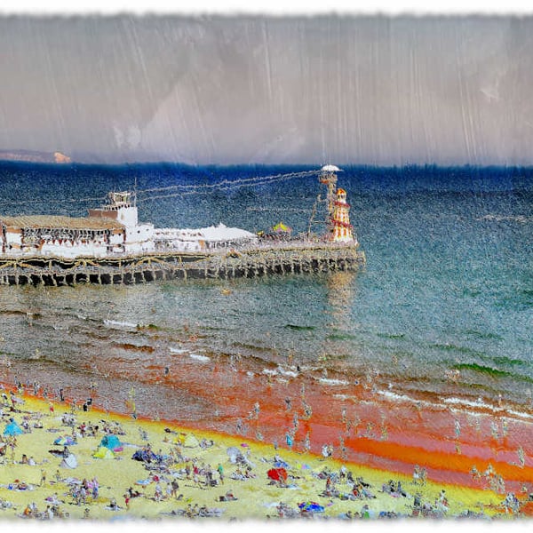 Print of Bournemouth Beach and Pier, A Summers Day, Digital Art Print