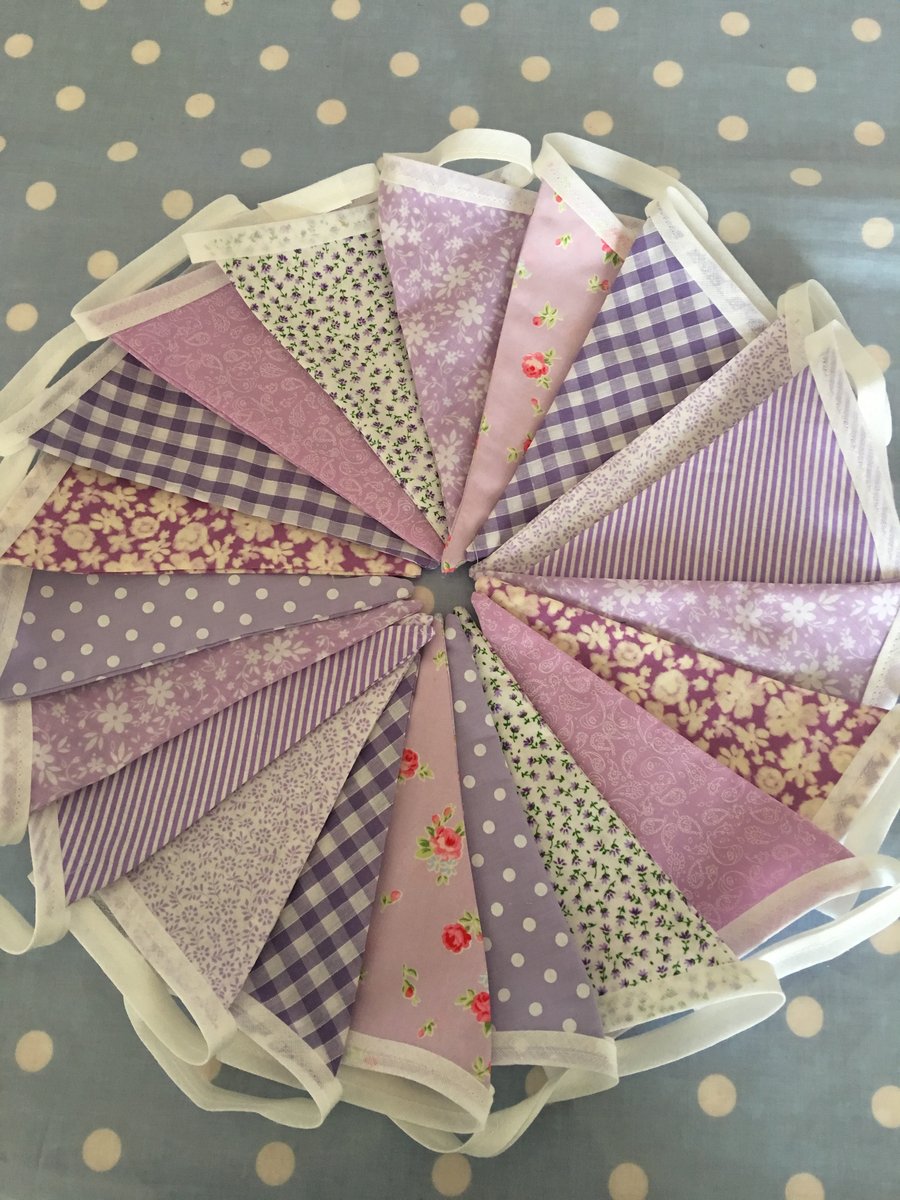 Purple cotton fabric bunting, banner, wedding,party flags
