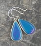 Bowlerite drop earrings - teal and purple