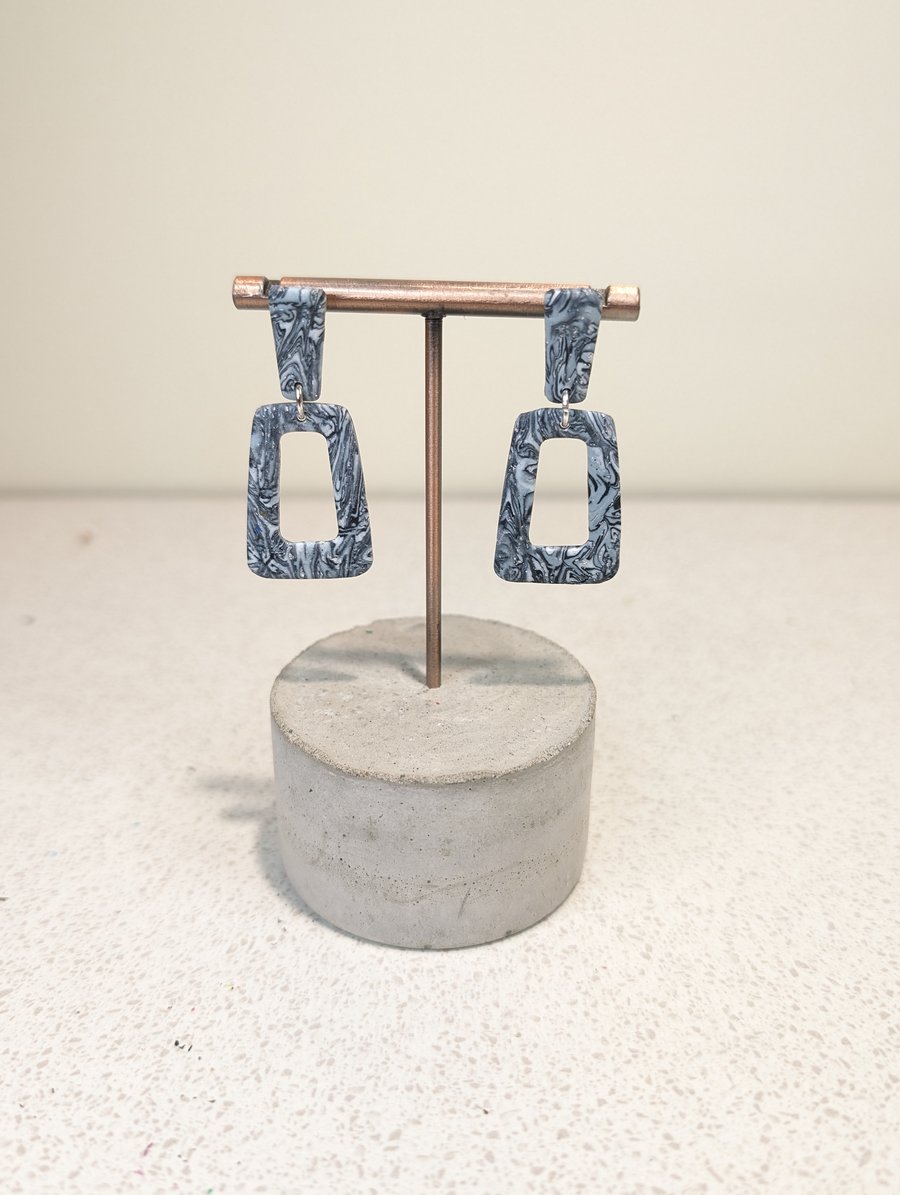  grey marble trapeze earrings 