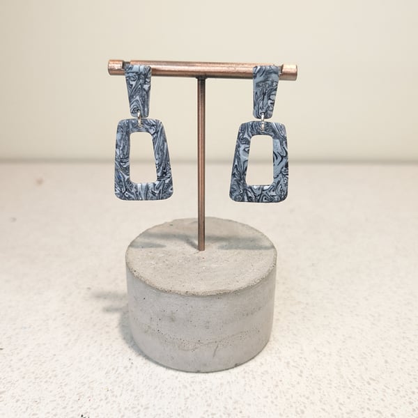  grey marble trapeze earrings 