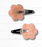 Peach Flower Hair clips, Girls Hairclips - Image 3