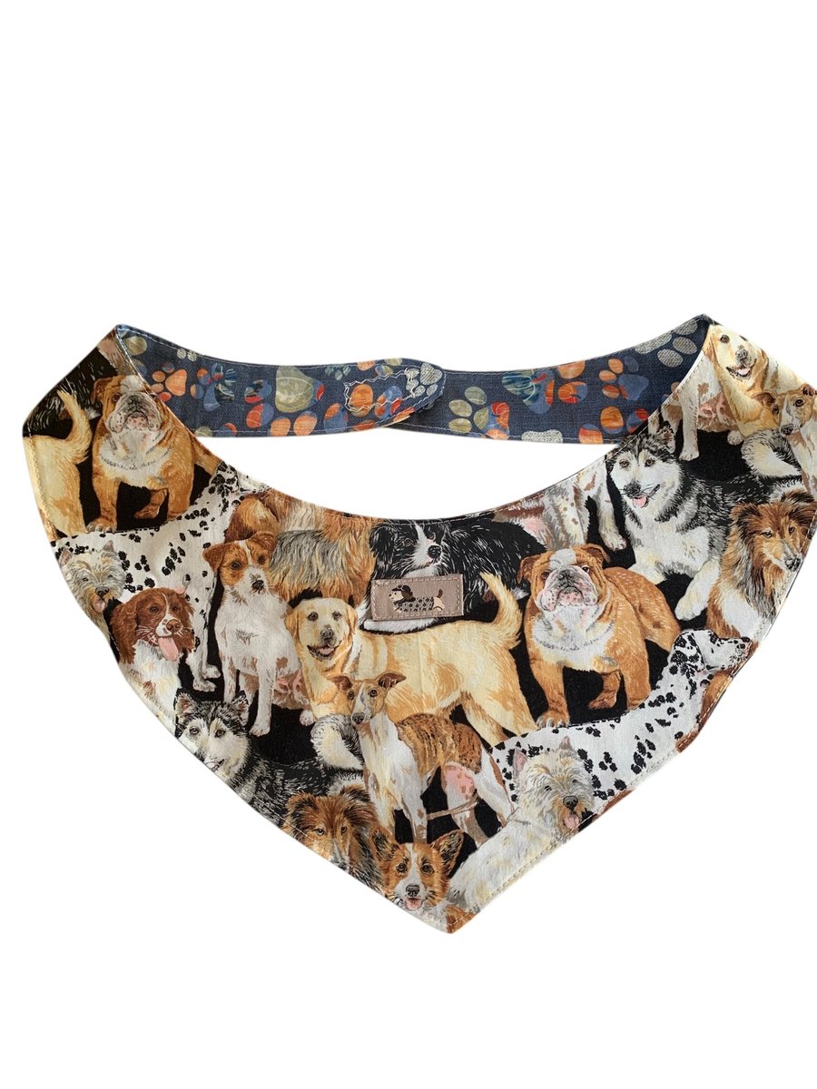 Reversible Dog Bandana.  Large Dog.